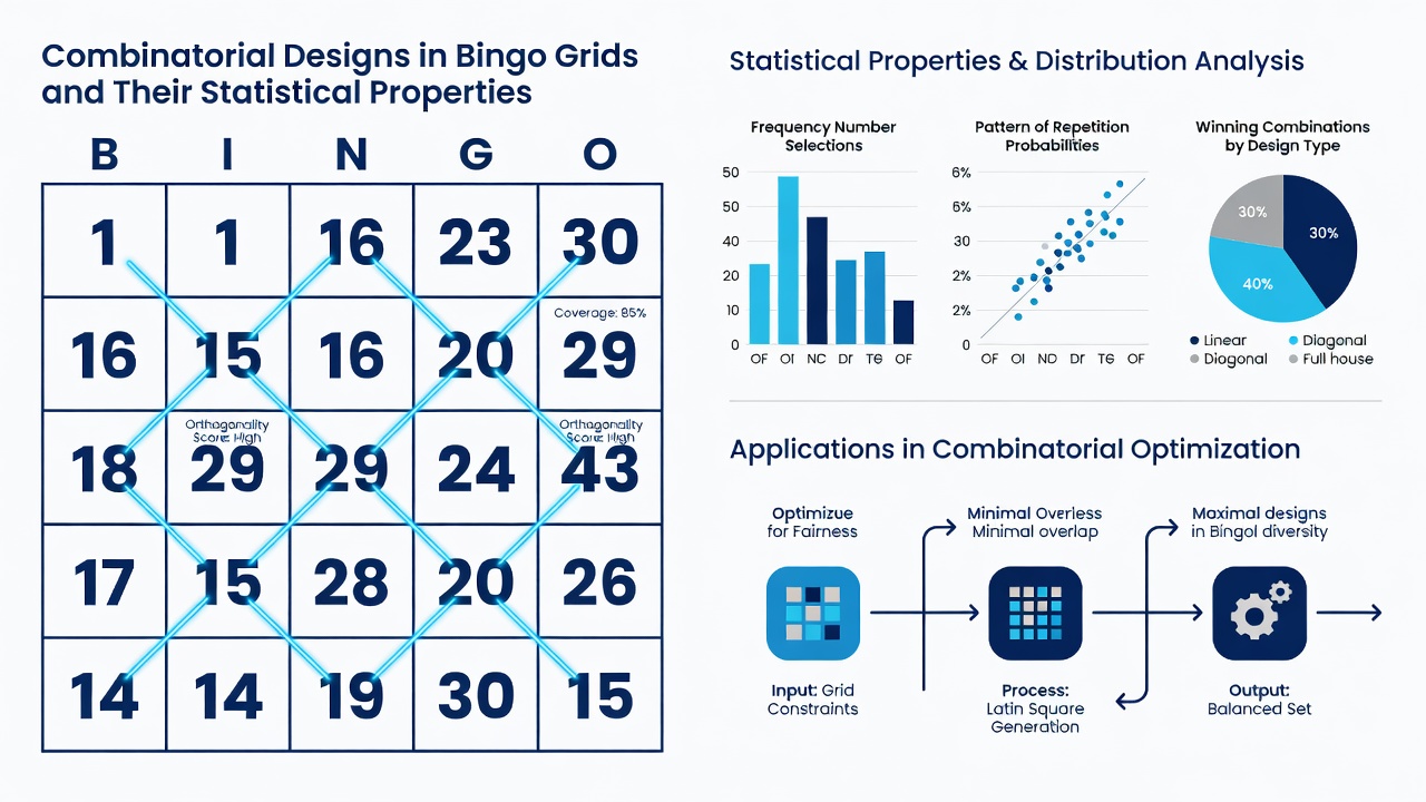 Statistical chart displaying probability distributions for various bingo patterns including lines and blackout