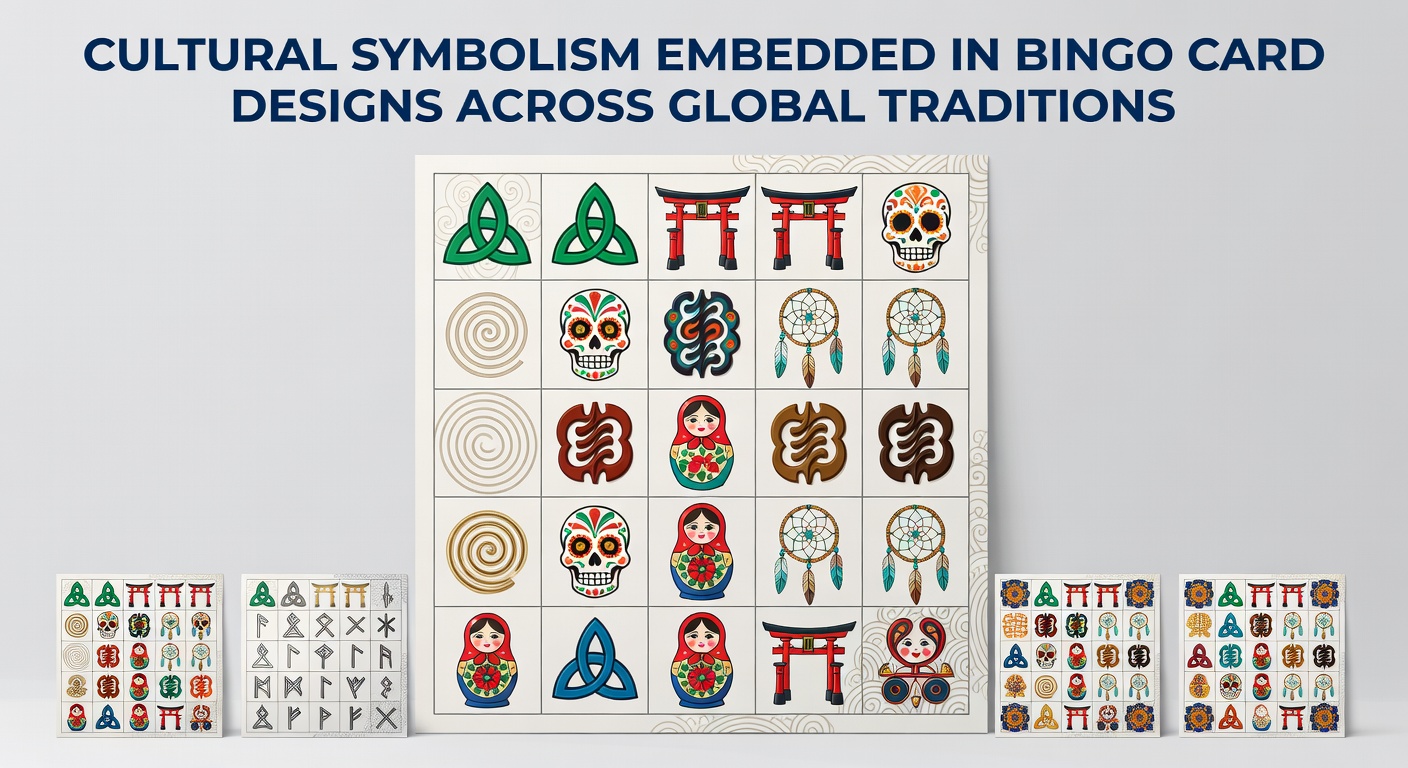 Bingo card featuring intricate cultural motifs from various global traditions including Celtic knots and indigenous patterns