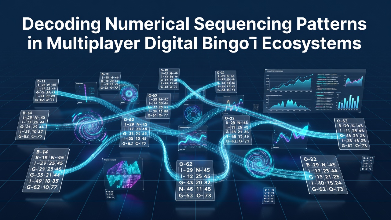 Digital bingo interface showing number sequences and multiplayer player grids on a screen