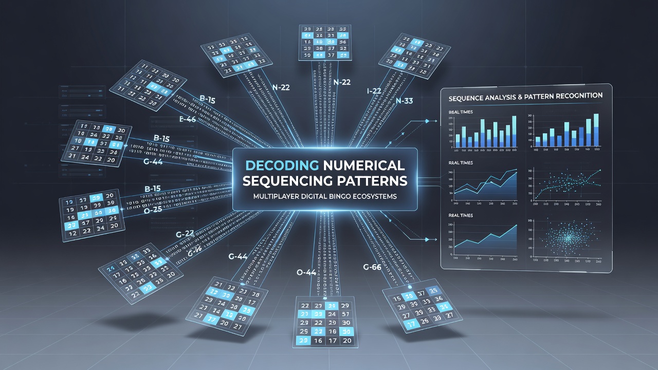 Analytics dashboard displaying numerical pattern graphs and player participation data from digital bingo sessions